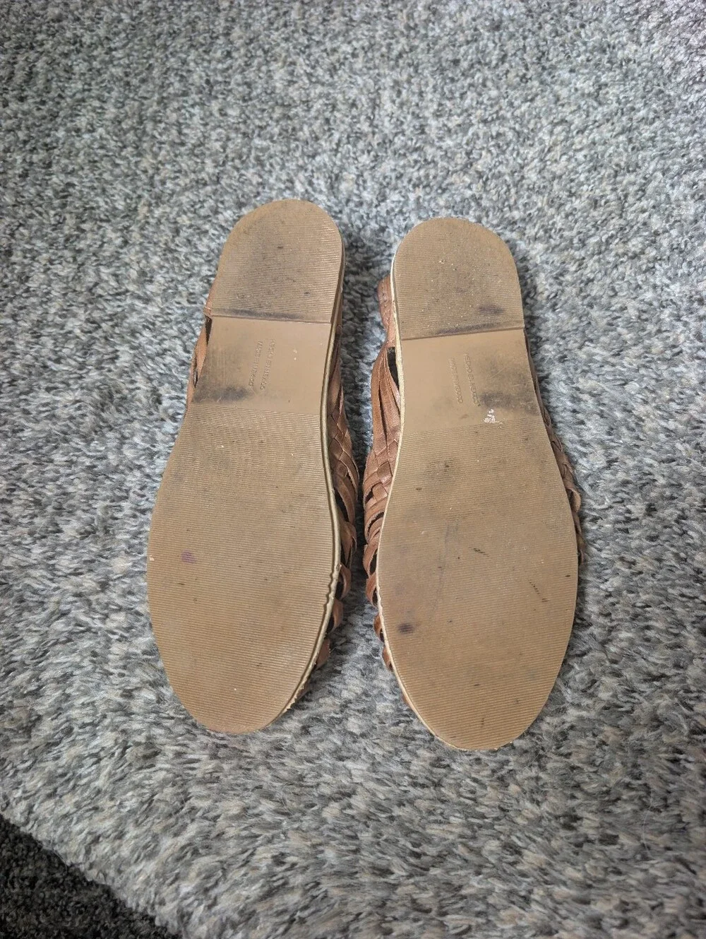 Roolee Mexican Huarache Flats Tan Leather Authentic Made in Mexico Size 7